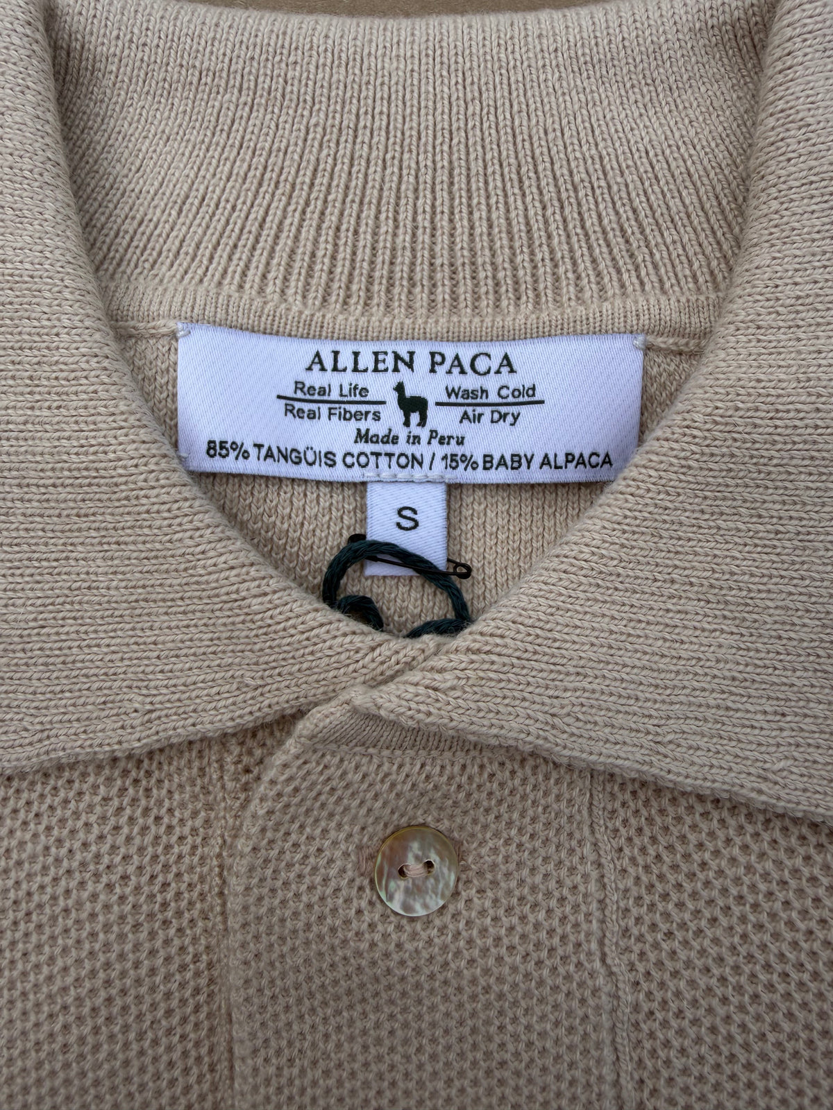 Natural and Fawn Alpaca Piqué Polo fabric detail