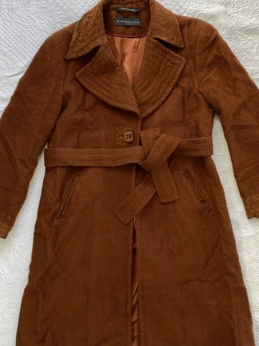 Vintage Alpaca Womens Pea Coat Orange Peru 111
