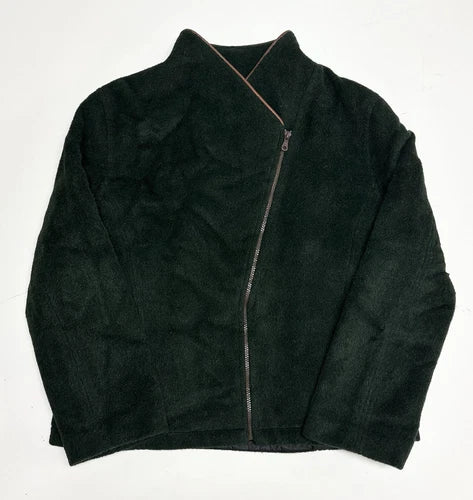 Vintage Alpaca Asymmetrical Jacket Dark Green Size L